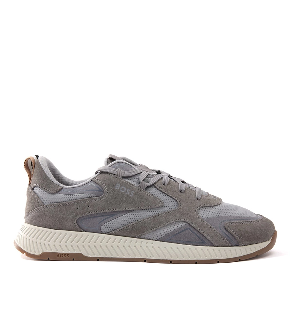 Hugo Boss Mens Titanium Runn Trainers - Grey Suede - Size UK 12